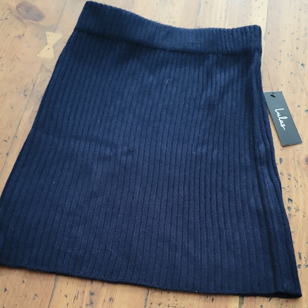 NWT Lulu's Blue Ribbed Mini Pencil Skirt